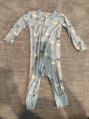 Light Blue Cloud-Print Baby Zipper Footie Sleepwear